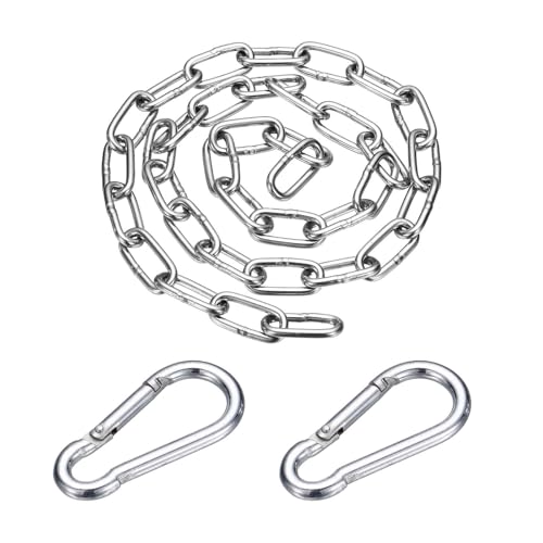 304 Stainless Steel Link Chain with 2 Hook (3/16" x 3.3 ft / 1 m x 4 Mm) - Utility Hanging Coil Chain Link Locking Pulling for Outdoor Fence Pet Dog - size: 3/16" x 3.3 ft(1 m x 4 Mm)