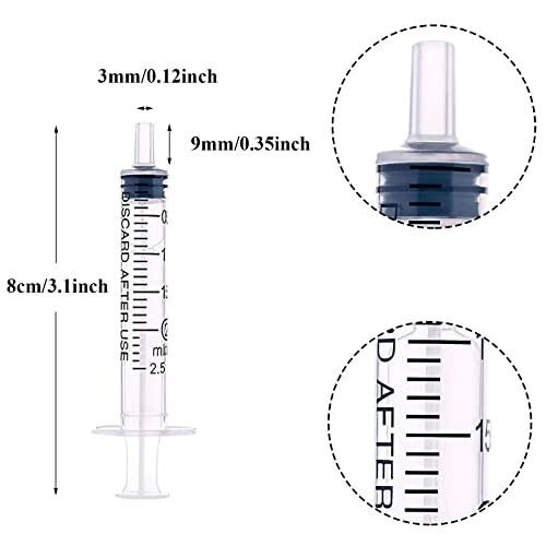 40 Pack 2ml Plastic Syringe Individually Sealed with Measurement for Feeding Pets, Watering, Scientific Labs, Medical Student, Measuring, Refilling, Oil or Glue Applicator, No Needle
