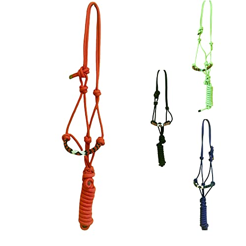 Majestic Ally Padded Beaded Nose Braided Rope Halter with 10' Matching Lead (Red) - color: Red