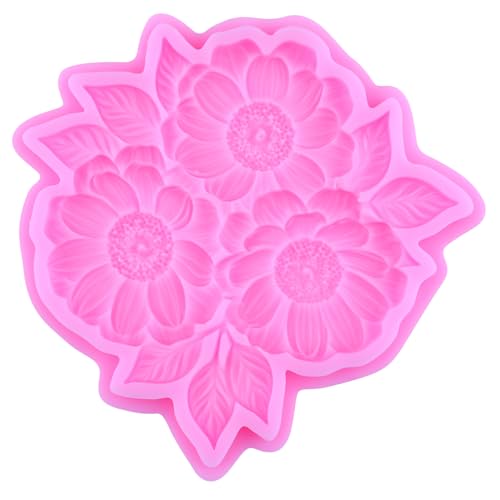 Mujiang Flower Silicone Mold Peony Rose Daisy Flower Fondant Mold Set of 4 | Flower Chocolate Candy Mold Wedding Birthday Cupcake Topper Cake Decorating Polymer Clay Resin Gum Paste - color: Style L