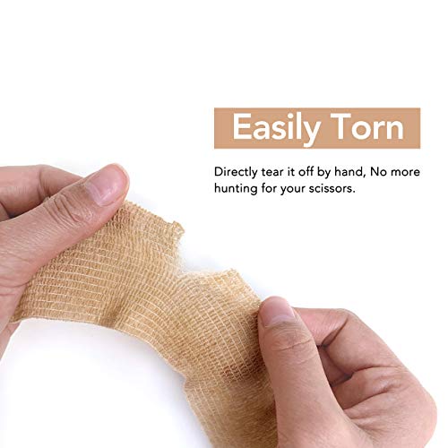 RISEN Cohesive Bandage 2” x 5 Yards, 6 Rolls, Self Adherent Wrap Medical Tape, Adhesive Flexible Breathable First Aid Gauze Ideal for Stretch Athletic - color: Tan