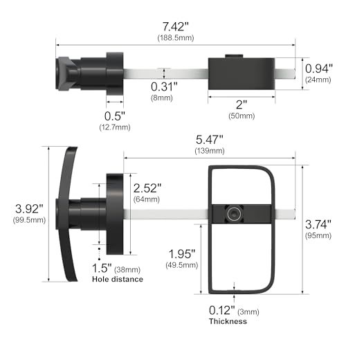 SKYSEN Shed Door Lock Latch, Shed Door T Handle Lock, 5-1/2" Steam- 2 Keys- Shed Door Hardware- Black(Shed Lock-1)
