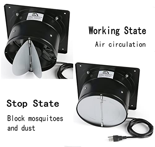 Nalle 6 inch Exhaust Fan 40W 298CFM Through-wall installation Ventilation Fan 110V Exhaust Smoke Fan Ventilation with Power Cord for Kitchen,Bathroom,laundry room,Toilets,Garage (Black