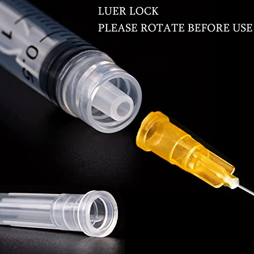 25 Pack 2.5ml/cc Plastic Luer Lock Syringa with 25Ga and Cap, Individually Sealed Wrapped, for Scientific Labs, Measuring Liquid, Refilling Cartridges or Glue Applicator - style: 25 Pack-2.5ml 25gauge