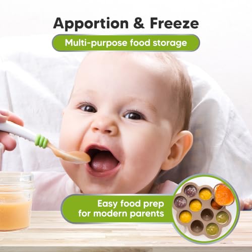KeaBabies Silicone Food Freezer Trays with Lid, 2oz x 10 Pods (Chai Latte) | Baby Food Storage Containers, Easy Puree Meal Prep, Breast Milk Silicone Freezer Molds, Dishwasher, Microwave Safe, BPA-Free - color: Chai Latte