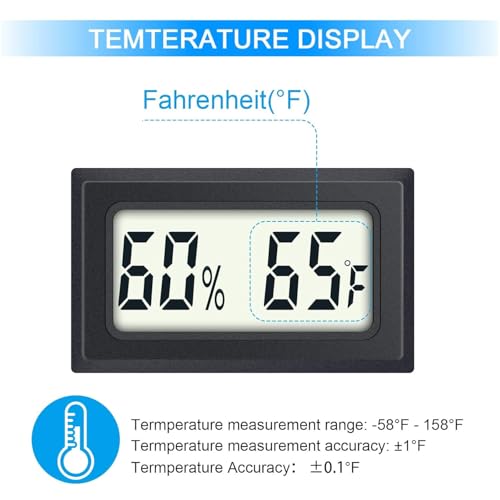 6 Pack Mini Indoor Temperature Humidity Meter Gauge Thermometer Hygrometer | LCD Display Fahrenheit (℉) for Humidors Greenhouse Garden Cellar Jars Closet