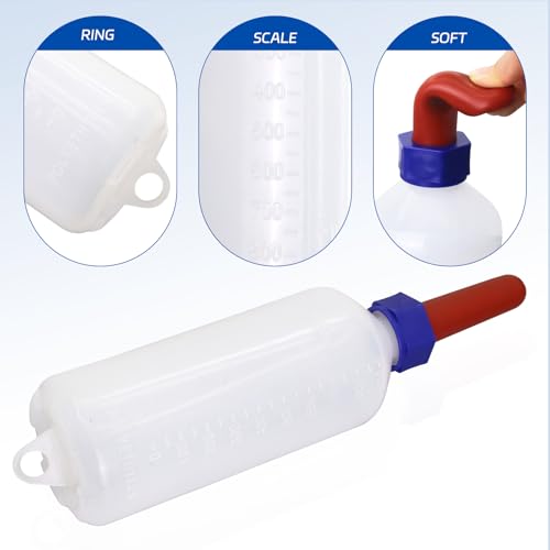 2 Pack Calf Nursing Bottle 1000ml, Livestock Feeding Bottle for Orphaned | Rubber Nipple No Latex Chew Resistant, Calf Lamb Pig Puppy Kitten Goat Sheep Farm Animal Supplies (1000ml) - size: 1000ml