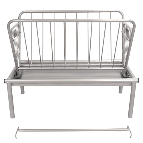 Kojem 4 Ft Long Livestock Feeder, Heavy Duty Steel Livestock 2 in 1 Grain & | Hay Feeder, Outdoor Pasture Feeder with Feeding Pan for Goats, Sheep,Ponies, Cow, Horse for Farms, All Weather Feeder