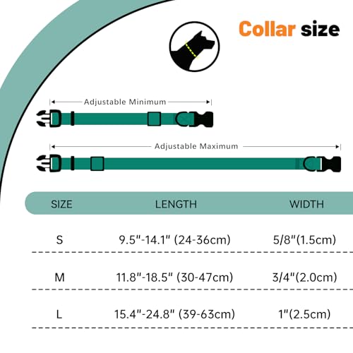 Waterproof Dog Collar, Easy to Clean Rubber Dog Collars with Quick Release Buckle Fits Small Medium or Large Dogs (Emerald Green, S < 9.5-14.1 inch) - color: Emerald Green, size: S (9.5-14.1 inch)