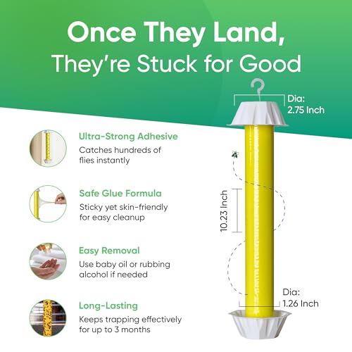 Sticky Fly Trap Indoor & Outdoor Pack of 8 | Hanging Fly Stick for Gnats, Flies, Wasps, Mosquitoes & Other Flying Bugs | Fly Trap Sticky | Fly Catcher Indoor | Flying Insect Trap Rolls | Ucatch