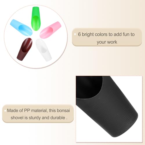 HARFINGTON Bonsai Soil Scoop 6.3" x 1.8" Plastic Colorful Mini Garden Shovel Cultivation Digging Transplanting Tools for Plant Flower Succulent Coffee Beans, Black - color: Black