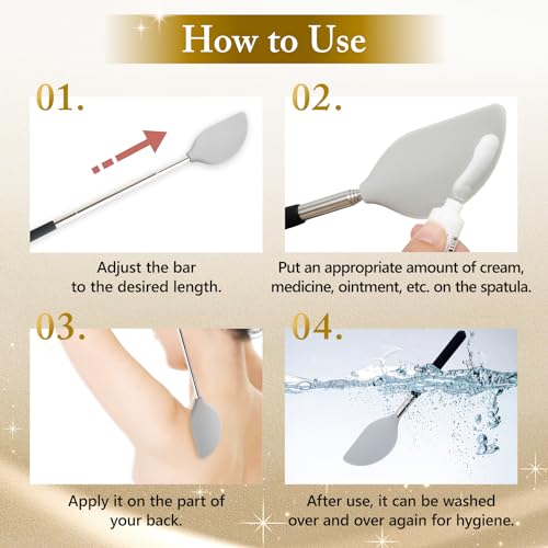 Telescopic Cream Applicator for Back (Accurate) | Extends from 23cm to 69cm to reach your whole back. Soft silicone head applies lotions, sunscreens and ointments. Washable. - color: Accurate Application