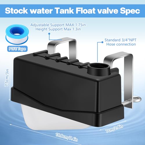 Cinnvoice 2 Pcs Water Trough Float Valve Stock Tank Float Valve Controlled Livestock Water Level Monitors Adjustable Automatic Cattle Supplies for Pond Farm Goat Horse Pool