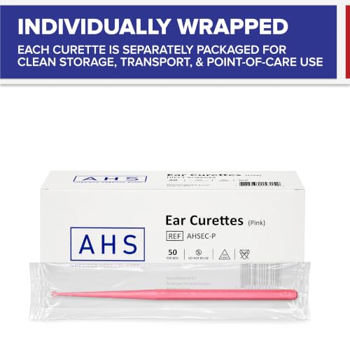 Disposable Ear Curettes, Ear Wax Removal Tool - Pink 3mm Children or Adult Round Tip, Individually Packed, 50pcs - color: Pink - 3 Mm - Round Tip