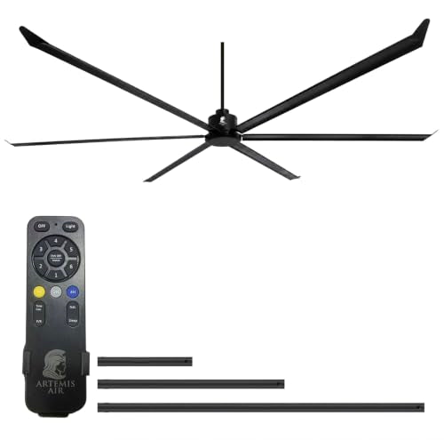 120-Inch HVLS Industrial Ceiling Fan +28,000 CFM Large Commercial Ceiling Fan with Remote, PMSM Motor, 6 Speeds, Reversible, for Warehouse, Gym, Barn, Shop, Garage | AA-Orion 120" (Black) - color: Orion 120" Black