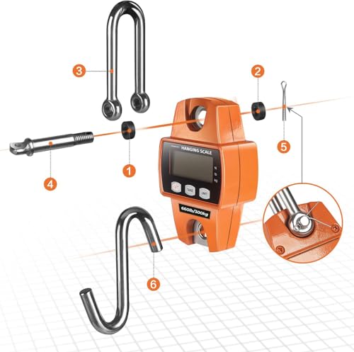 Digital Hanging Scale 660 LB 300 KG - Professional Heavy Duty Waterproof Fish Scale - Portable Durable Crane Scale for Luggage Weight Suitcase Hunting Farm Bike Bow Fish Weight Fishing Scale - color: Orange, size: Standard