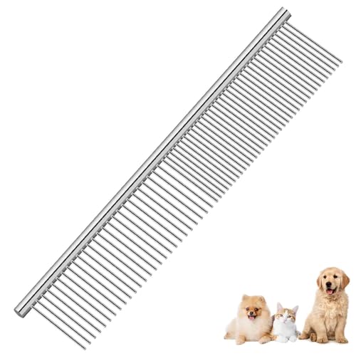 Dog Grooming Comb Pet, Stainless Steel Cat Combs with Rounded Teeth, Professional Metal Tear Stain Remover, Dematting Tool for Small, Medium & Large Pets-7.5in - size: 1 Pack