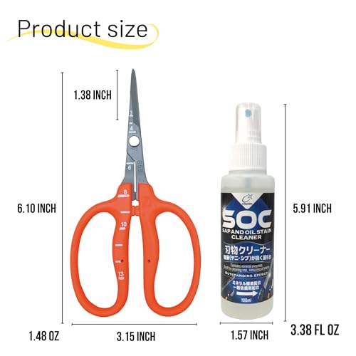 Chikamasa B-500SLF Stainless Steel Fluorine Coated Garden Pruning Shears with Nascom Blade Cleaner & Sap Remover Set, Made in Japan Professional Gardening Maintenance Kit