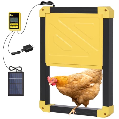 Aivituvin Solar-Powered Automatic Chicken Coop Door with Heating, Weatherproof Auto Opener for Chicken Houses/Duck Runs, Dual Power Modes, Safety Sensor, Easy Installation (Black) - size: 22.4"L x 3.5"W x 14.6"H