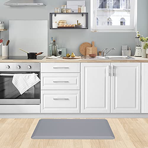 KitchenClouds Kitchen Mat Cushioned Anti Fatigue Rug 17.3"x28" Waterproof Non Slip Standing Desk Mat Comfort Floor Mats for Kitchen House Sink Office (Grey) | Water-Resistant, Non-Slip, Easy to Clean Comfort Floor Mat for Kitchen, Sink & Office, Multiple