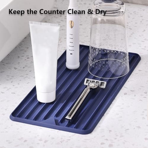 Mini Silicone Dish Drying Mat, Flexible & Thick, 6" x 12", Blue | For Kitchen Counter and Bathroom, Heat Resistant, Countertop Protector, Non-Slip, For Coffee Cup/Bottle/Glassware - size: 6" x 12"