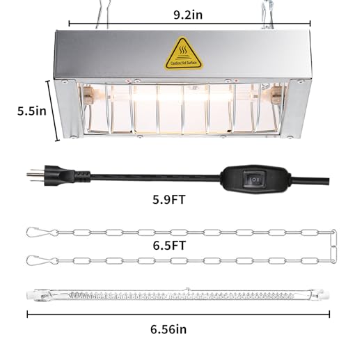 400W Chicken Coop Heater Bulb, Replacement Bulb Accessories for Chicken Heat Lamp, Brooder Heater Tubes for Chicks, Poultry, Pets, 1 Pack - color: Bulb 400W - 1 Pack