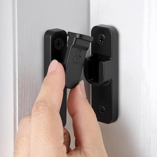 Black 90 Degree Right Angle Barn Door Latches，Flip Gate Lock | Zinc Alloy Sliding Door Latch Lock,Cabinet Lock,for bedroom,Wine Cabinet,drawer,cabinet,garage,window,Pet Cage - color: Black
