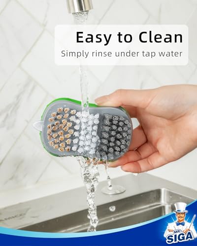 MR.SIGA Fruit and Vegetable Cleaning Brush with Non Slip Comfortable Grip | Potato scrubber brush, non slip fruit scrub brush - color: Green