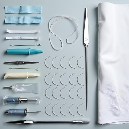 20Pcs Sliver Veterinary Suture Needles for Animal Surgical Needle and Fur Sew Tool Sewing Notions, Fur Sewing Tool Set