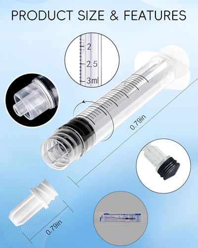 3ml Luer Lock Syringe without Needle - 3cc Plastic Syringes, Sterile, Individually Sealed, Pack of 30 - size: 3ML