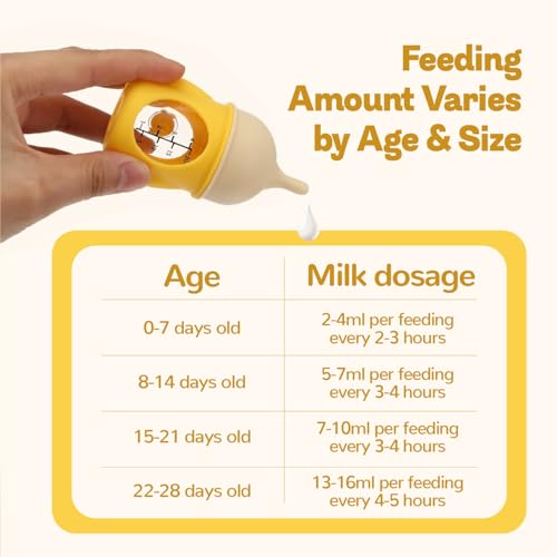 Ergonomic Pet Nursing Bottle,Puppy Bottles for Nursing Puppy Milk - 20ml Slow Flow Kitten Bottle Feeding kit for Newborn Kittens/Puppies/Small Animals, Easy-Clean Silicone Feeder (‌Yellow‌) - color: ‌Sunbeam Yellow‌