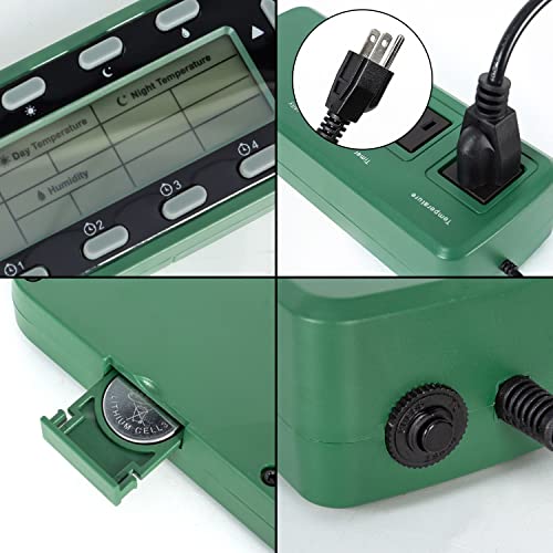 REPTI ZOO Reptile Digital Thermometer Hygrometer Controller for Tank Terrarium - Waterproof Reptile Timer with Thermostat Controller Lighting Timer - color: Thermometer Hygrometer Controller