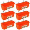 6 Pack Hanging Chicken Feeder Trough, Duck Feeder for Outside with Clips, Water Trough for Duck Goose Goat Pig Deer, Durable Poultry Feeding Water Container, Orange
