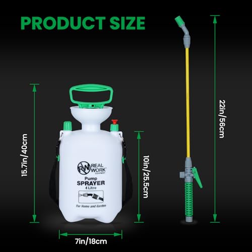 REALWORK 1-Gallon Handheld Tank Sprayer with Easy-Carry Shoulder Strap for Lawn, Garden, Yard, in Translucent White - size: 1 gallon