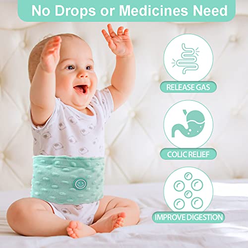Baby Colic and Gas Relief Flaxseed Heated Tummy Wrap for Newborns | Baby Heating Pad Belly Band, Natural Relief for Upset Stomach for Fussy Babies Infants, 0-3 Years - color: Green