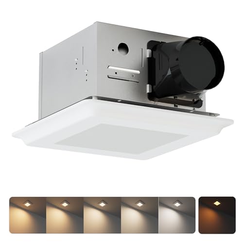 100CFM Bathroom Exhaust Fan With Night light: 26W Ceiling Fan With LED Light for Bathroom and Home, 5CCT Seletable & 2200K Amber Warm, Dimmable & Wet Rated, ETL Certified - size: 100CFM with Night Light
