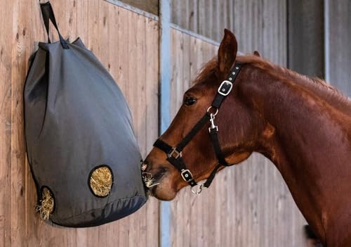 (Final Stock) Hay Bag for Horses & Goats - Super Strong 1200D Oxford Waterproof Material - New Advanced Safe Design Feeder Tote - This Hay Bag Keeps Stable and Trailer Clean