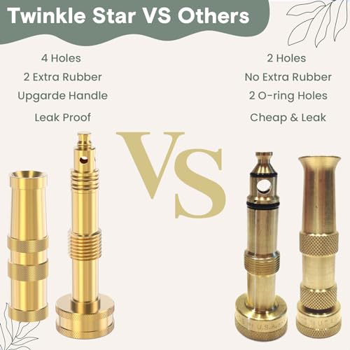 Twinkle Star High Pressure Garden Hose Nozzle, 3/4" GHT, 1 Pack | Hose Sprayer Nozzle, For Car Wash, Extra 6 Rubber Washers - color: Nozzle Twist 1 Pack