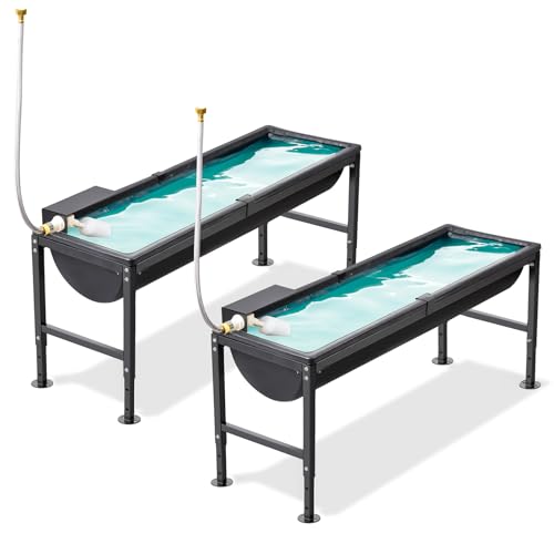 2PCS Automatic Animal Waterer 11 Gallon | Livestock Water Trough with Adjustable Stand, Automatic Water Dispenser with Float Valve, Feeding Goat, Sheep, Horse, Dog - size: 2 PCS