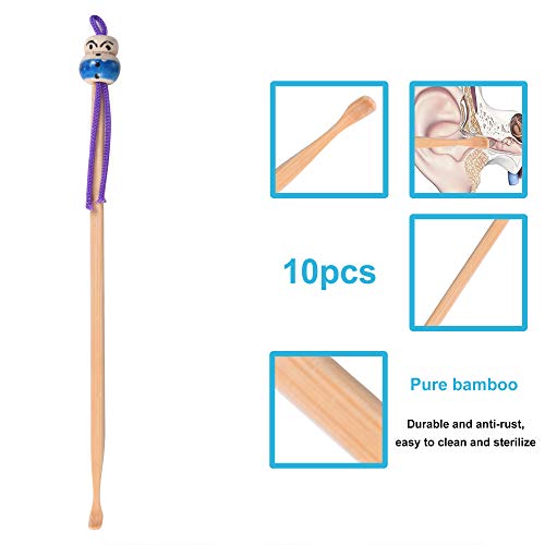 10pcs Bamboo Ear Pick Ear Cleaner Earwax Curette Remover Earpick Tool Hanging Clean Tool for Adult Children