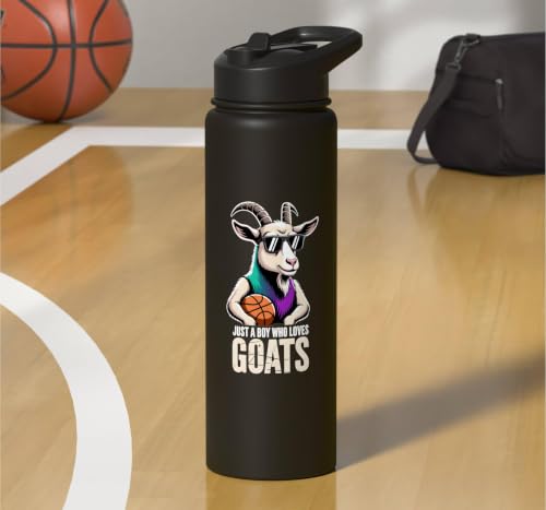 Just A Boy Who Loves Goats Goat Lover Boys basketball Stainless Steel Insulated Water Bottle