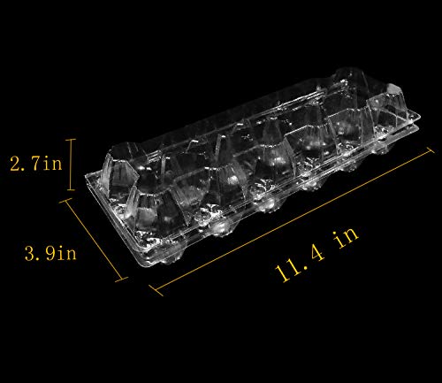 Large Plastic Egg Cartons 30 Packs with Sticker Labels for 12 Eggs, Cheap Bulk Egg Tray Egg Container Holder for Refrigerator, Storage, Family, Chicken Farm, Market, Camping