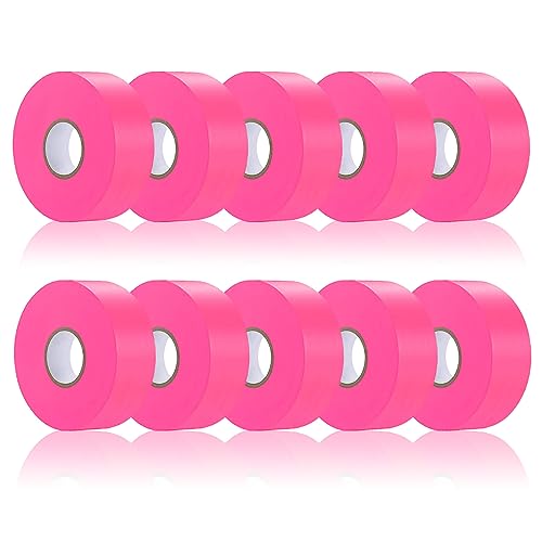 10 Pack Pink Flagging Tape, Non-Adhesive Plastic Ribbon Neon Marking Roll | 1inch*2000ft, Marking Tape for Tree Marking, Hunting, Boundaries and Hazardous Areas,Trail Marking - color: Pink-10pack