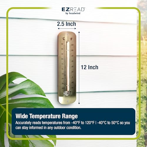 Headwind Consumer Products 840-0063 Metal Thermometer Satin Nickel, 12" - color: SATIN NICKEL