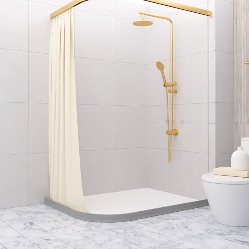 Raycity 3"H Shower Threshold Water Dam, Shower Water Guard, 67 Inch, Gray | Silicone Rubber Water Stopper for Walk in Shower, Water Barrier, Prevent Leaks, Suitable for Bathroom, Kitchen - color: Gray, style: 67 inch