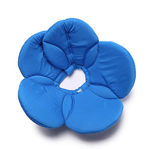Dog Collar, Pet Cone E-Collar Flower Soft Elizabethan Waterproof Grooming Recovery Protecive Adjustable Collar for Puppy Small Medium Dogs (S Neck:9-11in, Blue) - color: Blue, size: S Neck:9-11in