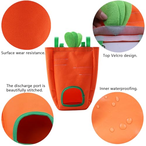 Carrot Shaped Rabbit Hay Feeder Bag, 1680D Oxford Cloth Hanging Timothy Hay Dispenser for Wire Cage, Less Waste Foldable Hay Storage Manger for Bunny Guinea Pig Chinchilla Hamster
