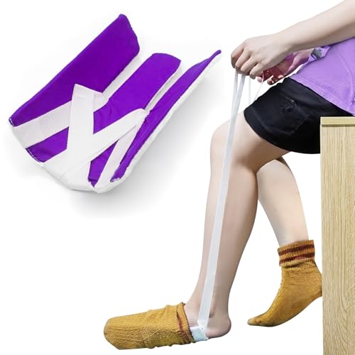 Sock Aid, Sock Helpers to Put on Your Socks for Seniors, Disabled, Pregnancy, Assist Device for Elderly, Tool Aide Puller Easy on and Off with No Bending(Purple) - color: Purple