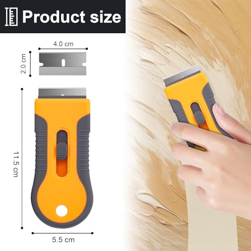 Razor Blade Scraper Tool with 15pcs Extra Blades, Multi-Surface Glass Stove Top Scraper for Paint, Window, Old Label, Decal Sticker, Ceramic Cooktops, Ovens - color: Small Razor Blade Scraper