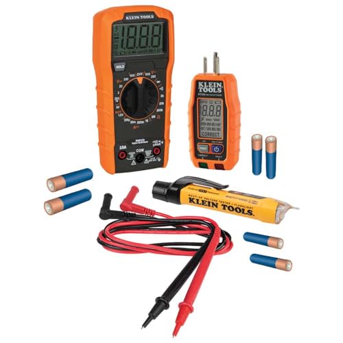 Klein Tools 80101 Circuit Breaker Finder Kit, GFCI Outlet and Receptacle Tester Kit, Multimeter, NCVT, Outlet Tester, Leads, 4-Piece - style: Home Tester 4-Piece Kit with Circuit Finder
